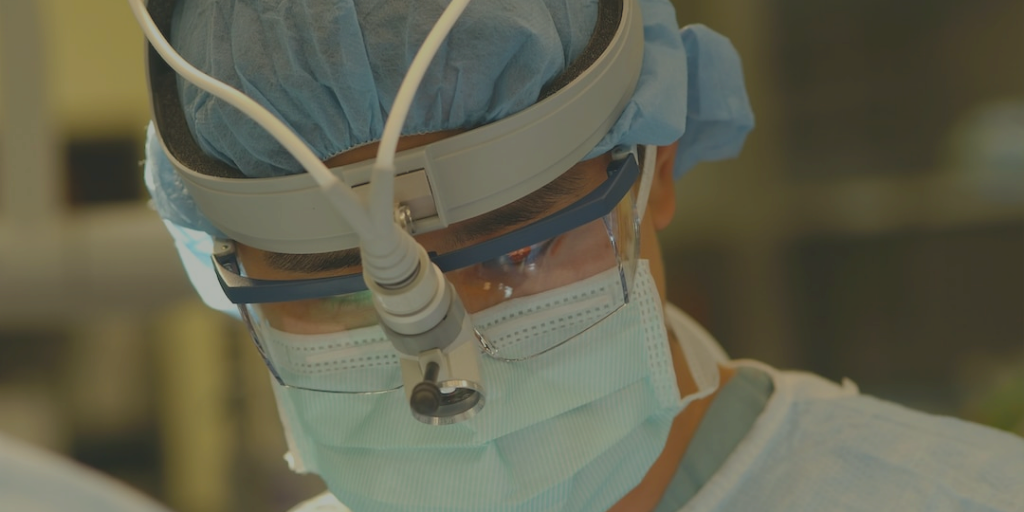 Surgeon performing radical prostatectomy surgery